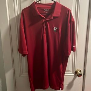 XL deep red Golf Polo - red/white rose